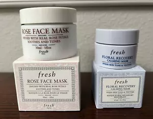 FRESH Mask Lot ROSE FACE MASK 1oz/30ml + FLORAL RECOVERY CALMING MASK .5oz/15ml - Picture 1 of 5