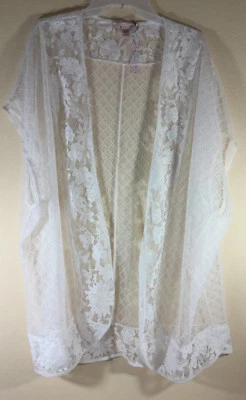 Nuevo con etiquetas Lencería Victorias Secret SeeThrough Kimono Cubrir Blanco Diseño Floral M/L Foto 1 de 3