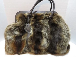 DS BRAND FAUX FUR LARGE SATCHEL PURSE/BAG 20" WIDE NWT - Picture 1 of 14