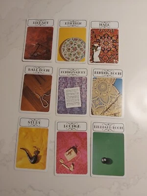 Vintage 1972 Clue Board Game Room Replacement Card Lot Of 9 — 第 1/2 张图片