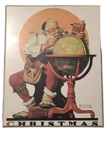 Cuadro colgante de madera con estampado de Papá Noel Norman Rockwell 8"x10"  - Imagen 1 de 4