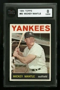 1964 TOPPS #50 MICKEY MANTLE KSA 8 NICE CENTERING 50:50 TOP-TO-BOTTOM NICE PRICE - Picture 1 of 2