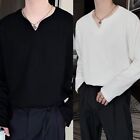 Atmungsaktiv Herrenhemd Einfarbig Jahrgang Koreanische Stiltops Langarm-Shirt