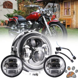 For Yamaha V-Star XVS 650 950 1100 1300 7" LED Headlight & 4.5" Fog Light Lamps - Bild 1 von 14
