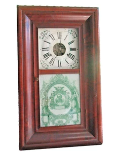 Large Ogee Clock 1840s Mah. Orig. Glass Dial Hands Movement  Color Works X Nice  - Picture 1 of 12
