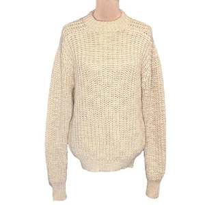 Maglione lana Shetland grossa vintage anni 90 taglia M maglia panna oversize pescatore - Foto 1 di 8