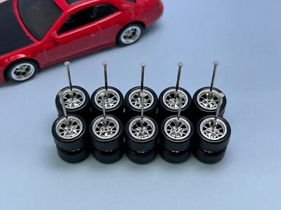 RL57 - Lote 5 Juego Hotwheels 1/64 Real Riders Goma # BBS Cromo 10mm Largo Foto 1 de 4