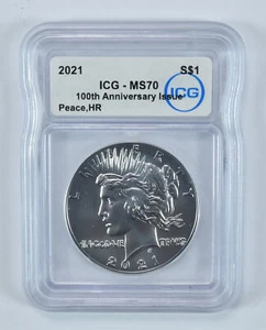 2021 Peace Silver Dollar High Relief MS70 ICG - Picture 1 of 5