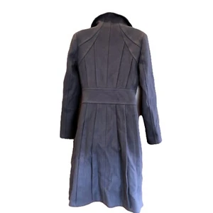 REISS Sz Small MADSION Charcoal Pleated Funnel Neck Military Trench Long Coat - Picture 1 of 14
