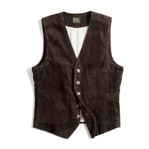 Work Vest Men's Corduroy Vest Vintage Casual Coat Hunting Waistcoat Jacket Top - Picture 1 of 12
