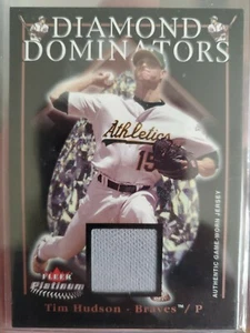 TIM HUDSON 2005 FLEER PLATINUM DIAMOND DOMINATORS GAME-WORN JERSEY #DD/TH - Picture 1 of 2