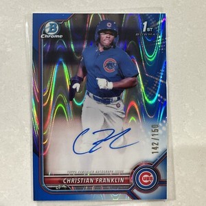 2022 Bowman Chrome Christian Franklin Blue Lava Refractor Auto #/150 Cubs