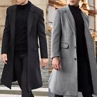 Elegant Men's Long Sleeve Winter Coat Lapel Windbreaker Jacket Outerwear