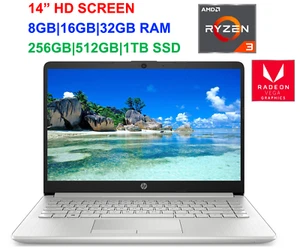 2022 HP 14" Screen AMD Ryzen 3 3250U ( i5-7200U), up to 3.5GHz,32GB RAM &1TB SSD - Picture 1 of 6