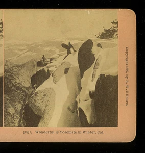 1897 Stereoview Tenaya Canyon con Glacier Point in inverno, Yosemite, Kilburn - Foto 1 di 3