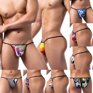 Herren Netz Bedruckt Rückenausschnitt Slip Unterwäsche Sexy Mini Bikini Unterhose M-XL - Bild 1 von 99