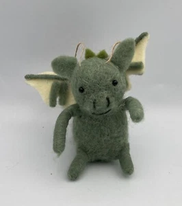 Adornos de animales peludos con etiqueta fieltro lana decoración de Navidad DRAGÓN VERDE fantasía - Imagen 1 de 4