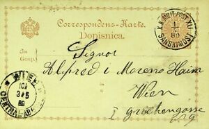 BOSNIA HERZEGOVINA 1889 KUK MILIT POST 2h POSTAL CARD SANSKIMOST TO WIEN AUSTRIA