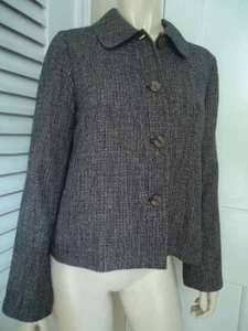 J. JILL Blazer Coat Sz XS Lightweight Black White Cotton Linen Blend Unlined HOT - Picture 1 of 6