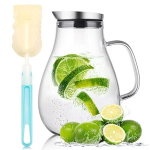 2 Liter Glass Pitcher Water Pitcher with Removable Lid And Wide Handle Easy C... - Picture 1 of 6