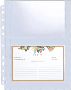 30 Pack 120 Pockets 4X6 Recipe Card Sleeves,3 Ring Binder Recipe Card Protector - Picture 1 of 11