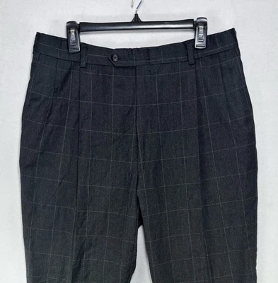 Pantalones Burberry vintage para hombre 34x28,5 grises a cuadros plisados con puños Foto 1 de 4