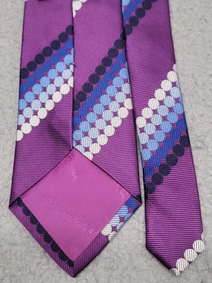 Corbata Turnbull Asser Para Hombres Púrpura Azul Punto Geométrico Repp Rayas Seda Tejida Corbata Foto 1 de 4
