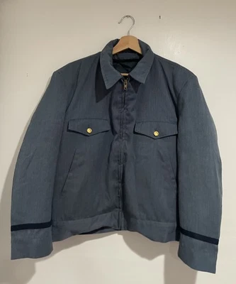 Vintage 1960s 70s USPS Uniform Boxy Cropped Work Jacket Zip Pleated L  - Image 1 of 4