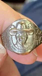 Vintage Hopalong Cassidy Silver Tone Adjustable Ring - Picture 1 of 5
