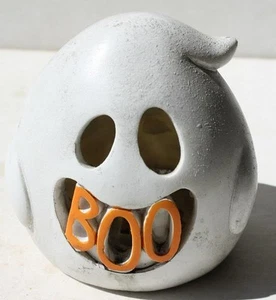 Ghost Figurine Light Up BOO for Mouth Flashing Colors Resin Halloween Decor -- - Picture 1 of 1