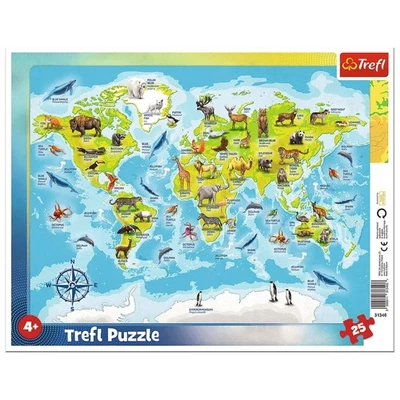 Rompecabezas Trefl Preescolar 25 Piezas - Mapa del Mundo con Animales Foto 1 de 4