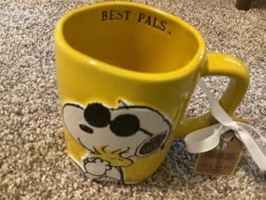 Rae Dunn Peanuts Snoopy Woodstock Best Pals gelb Keramik 20 Unzen Becher Neu mit Etikett - Bild 1 von 2