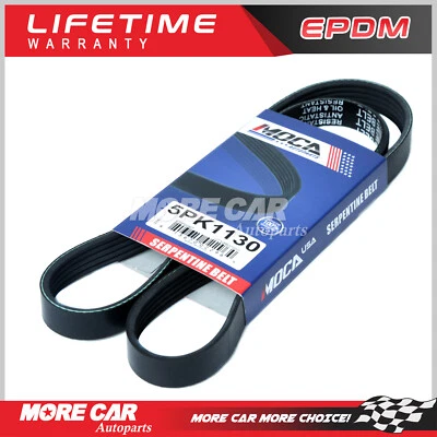 EPDM Accessory Drive Belt 5PK1130 for 07-11 Audi S6 S8 94-00 Mitsubishi Montero - Image 1 of 4