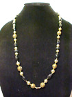 Vintage  Black Acetate & Gold Tone Beads Necklace