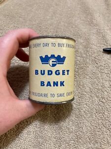 Vintage Frigidaire Round Cream And Blue Metal Budget Bank