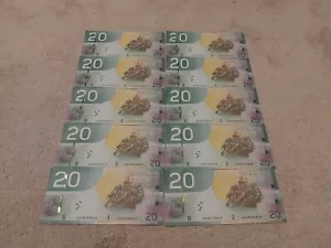 10x UNC Consecutive Canada 20 Dollar Bill 2007 Vintage Canadian Banknote Money - Bild 1 von 2
