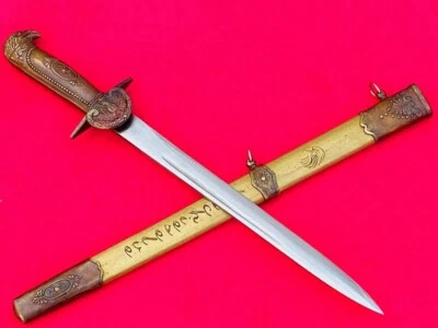 复古忍者剑刃匕首欧洲角斗士鹰头签名黄铜鞘 — 第 1/4 张图片