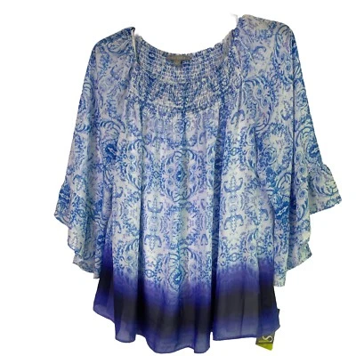 Блузка Valerie Steven's с майкой | размер 1X | синий/белый | новый с Ярлыками - Изображение 1 из 4