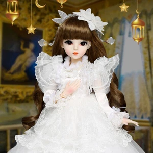 1/3 60cm Elegant BJD Doll Ball Jointed Dolls White Wedding Dress Girls Full Sets - Picture 1 of 4