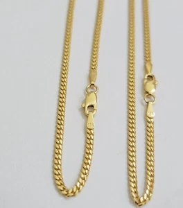 Solid 18k Gold Necklace Chain Miami Cuban Link 2.5mm 22 Inch Real 18kt Men Women - Picture 1 of 10