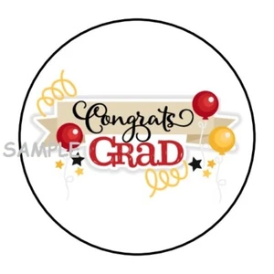 30 GRADUATION ENVELOPE SEALS LABELS STICKERS 1.5" ROUND CONGRATS GRAD - Picture 1 of 1