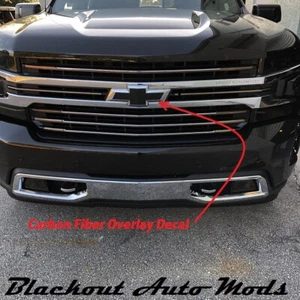 Carbon Fiber Grill Bowtie Emblem Overlay Decal 2019-21 Chevrolet Silverado 1500 - Bild 1 von 3