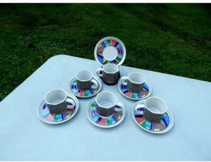 ROSENTHAL SET OF 6 ROSENTHAL SCENARIO METROPOL CUPS & SAUCERS - BARBARA BENNER - Picture 1 of 12