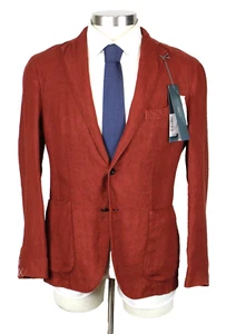 Boglioli K Jacket 38 R (48 EU) Men's Burnt Orange Dyed Solid Linen Blazer $1355 - Picture 1 of 13
