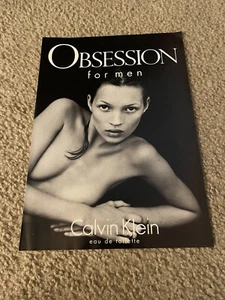 Vintage 1995 KATE MOSS CALVIN KLEIN OBSESSION Poster Print Ad 1990s SHIRTLESS - Picture 1 of 1