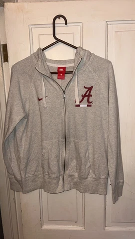 Alabama Crimson Tide Full Zip Hoodie Jacket Gray Women’s Size L Nike Swoosh Cover