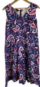 Talbots Petite Paisley navy pink red Dress Size XLP Floral Swirl Sleeveless nwot - Picture 1 of 9