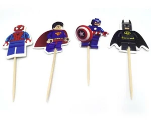 12pcs Superhero lego cake topper avengers cupcake toppers spiderman batman iron - Picture 1 of 1
