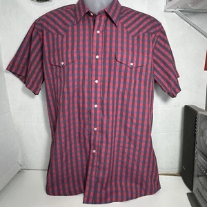 Camisa PANHANDLE SLIM Para Hombre Grande Stock Áspero Perla Snap Rodeo Rojo Azul Cuadros S/S - Imagen 1 de 6