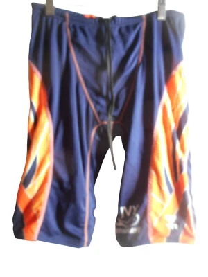 Traje de baño Tyr para hombre naranja azul talla 28 rayas logotipo JVY Foto 1 de 4
